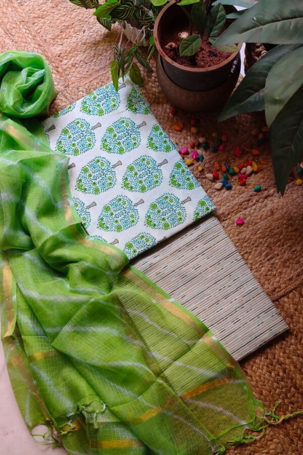 Forest Green Sangeneri Cotton Suit Set